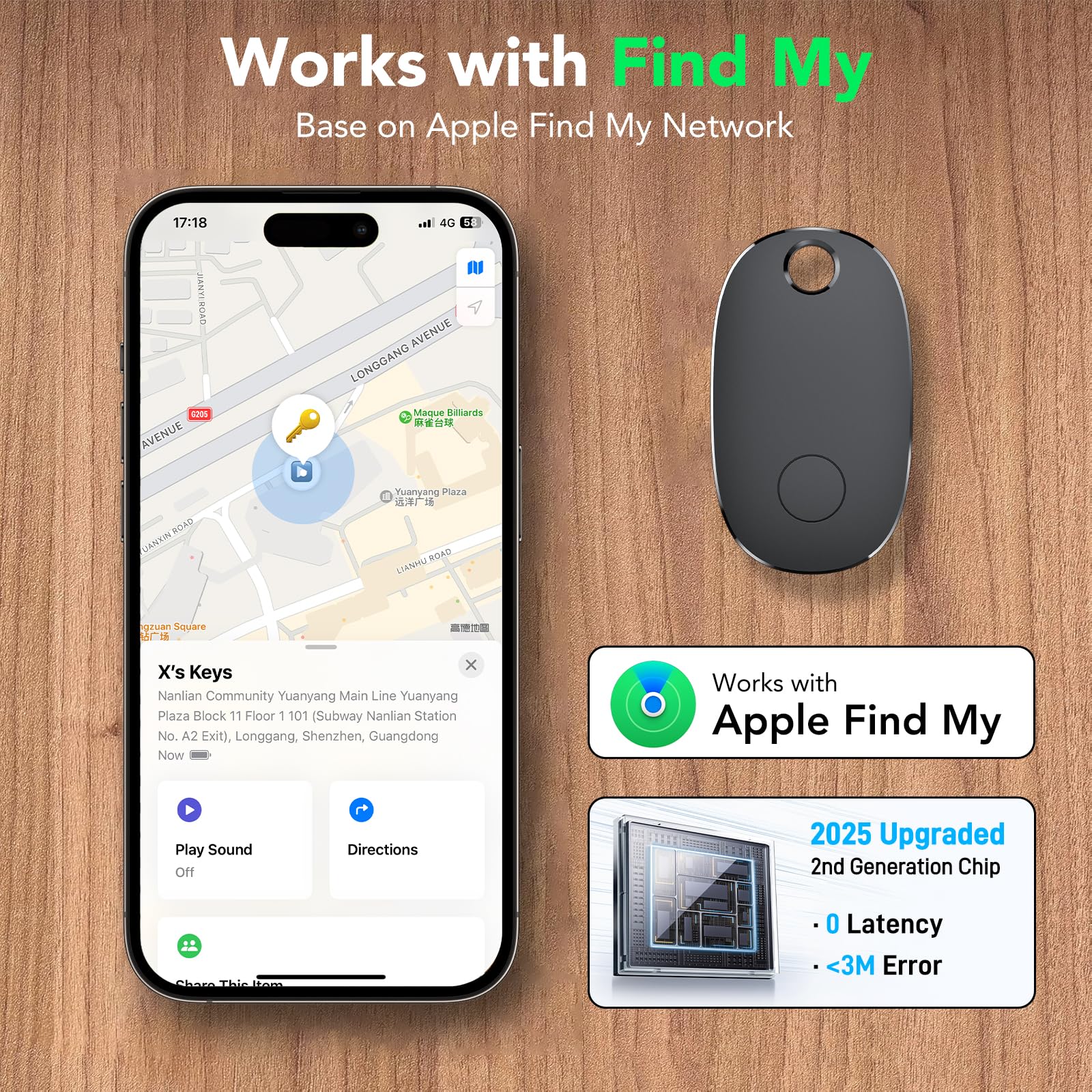 Aowoka weTag pro Tracker Tags-4 Pack, Bluetooth Tracker Works with Apple Find My APP (iOS Only), Keys Finder and Item Locator for Luggage, Backpack, Suitcases, Replaceable Battery, IP67 Waterproof