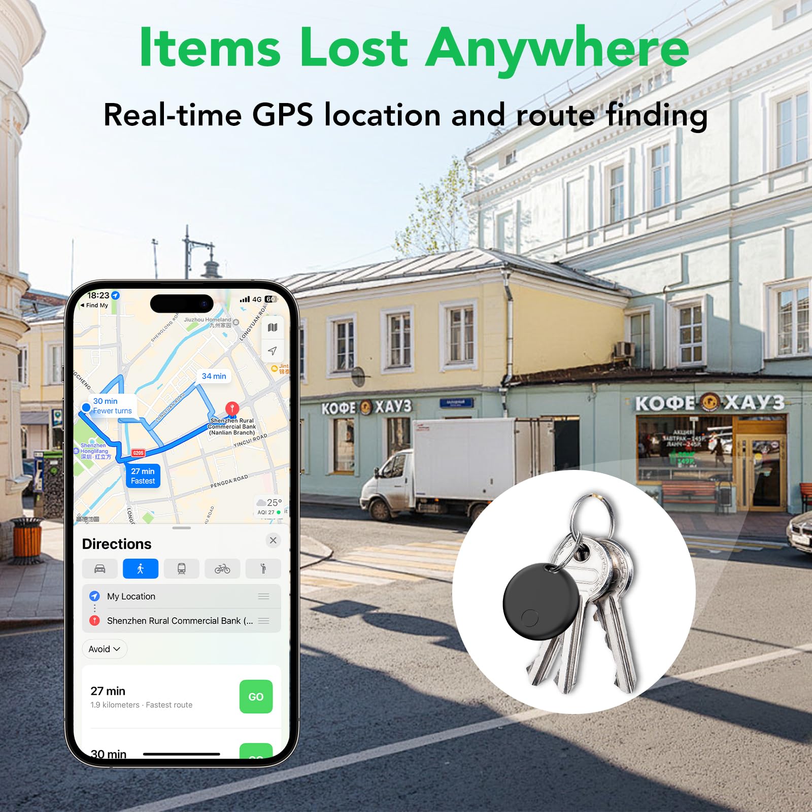 Aowoka  weTag mini  Air Tracker Tags-4 Pack: Smart Bluetooth Tracker, Item Finder Works with Apple Find My (iOS Only) App, Trakcer Tag Locator for Keys, Luggage, Satchel. (Not for Android Devices)