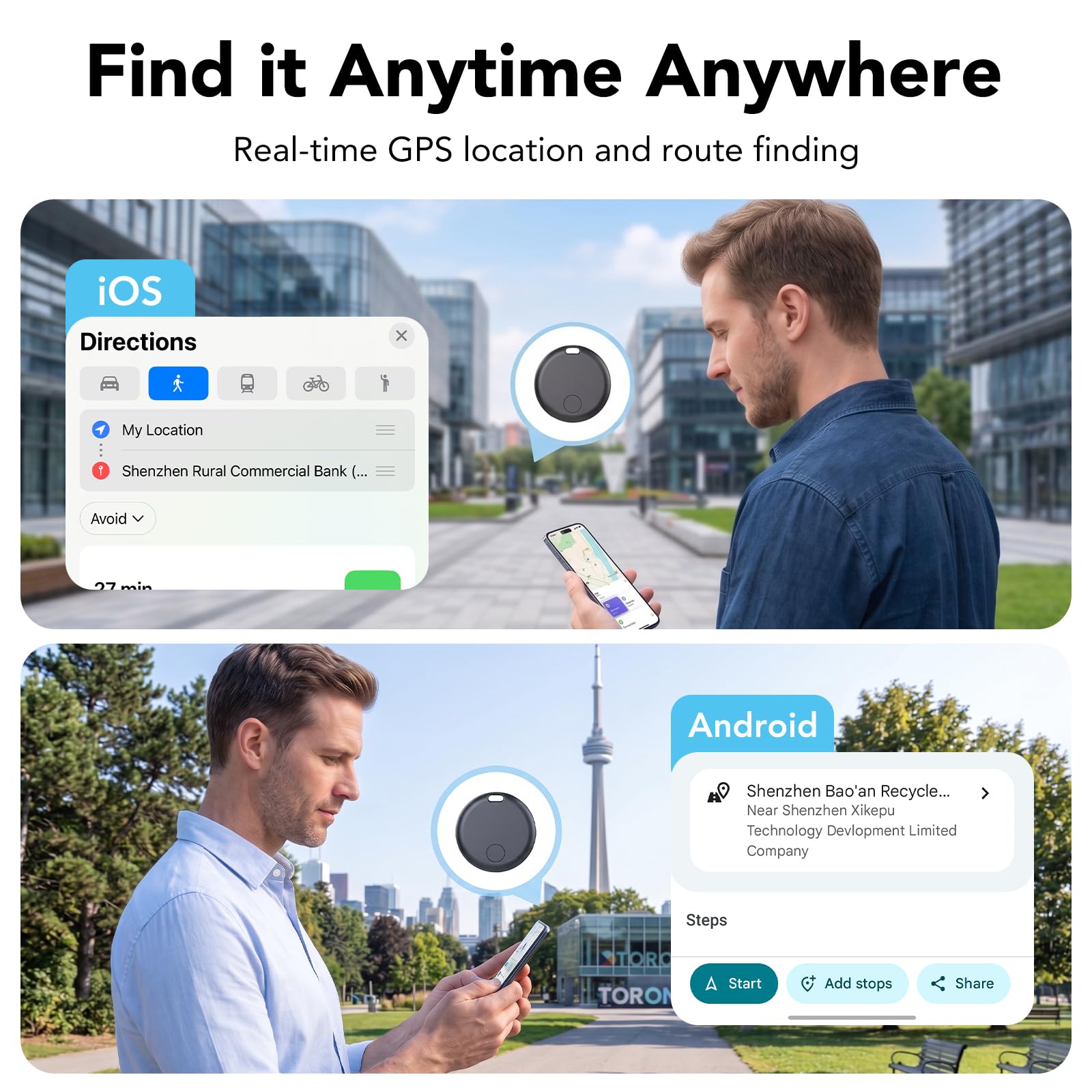 2026 Upgrade Dual System Air Tracker 4 Pack, Bluetooth Smart Tag for Android & iOS - Compatible with Apple Find My & Google Find Hub, Item Locator for Keys,Wallets,Suitcases, Black