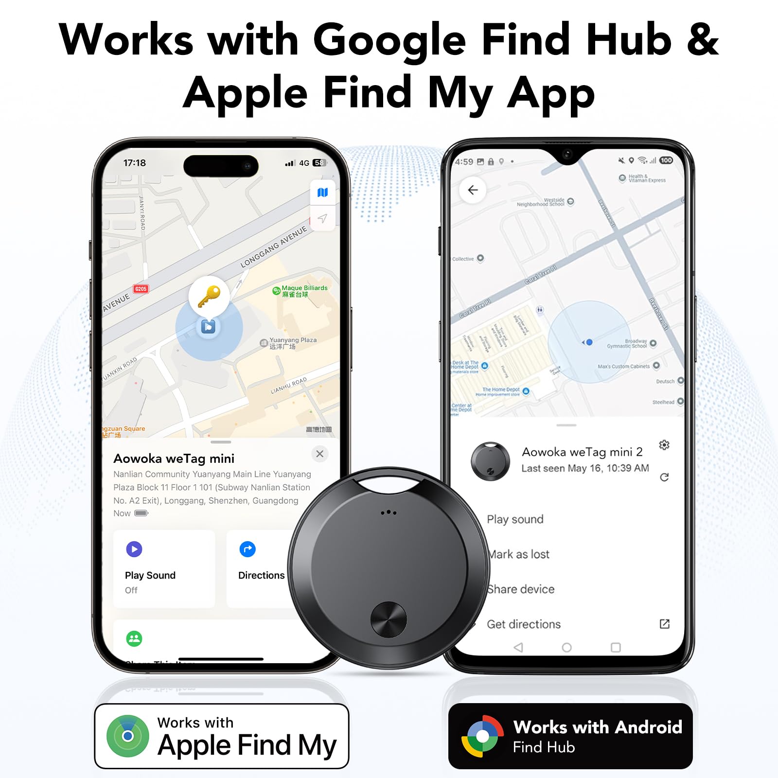 2026 Air Tracker Tags Item Locator for Android & iOS Bluetooth Tracker Smart Tags Compatible with Apple Find My (iOS) & Google's Find Hub(Android) for Keys, Luggage, Wallet, Vehicles Black (4 Pack)