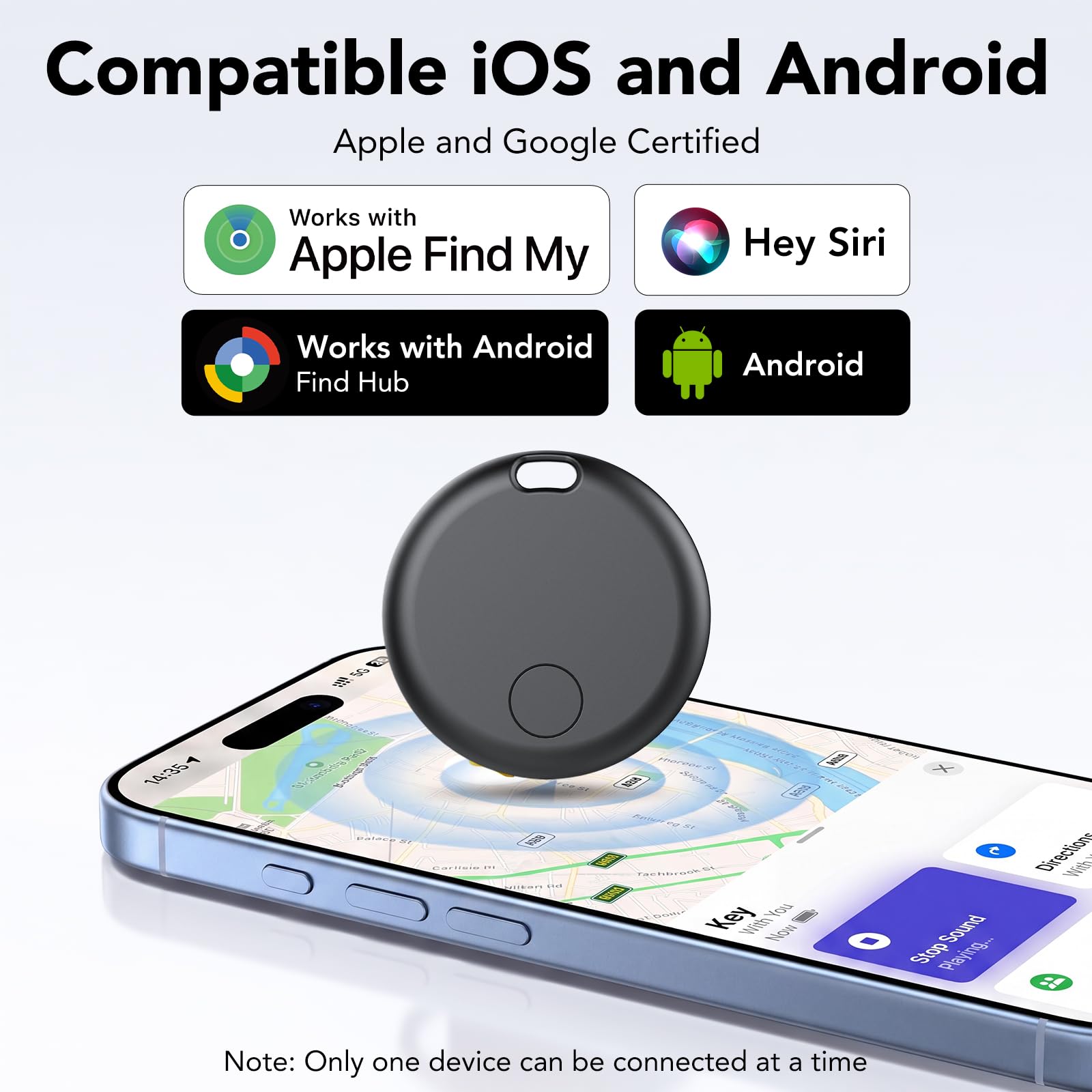 2026 Upgrade Dual System Air Tracker 4 Pack, Bluetooth Smart Tag for Android & iOS - Compatible with Apple Find My & Google Find Hub, Item Locator for Keys,Wallets,Suitcases, Black
